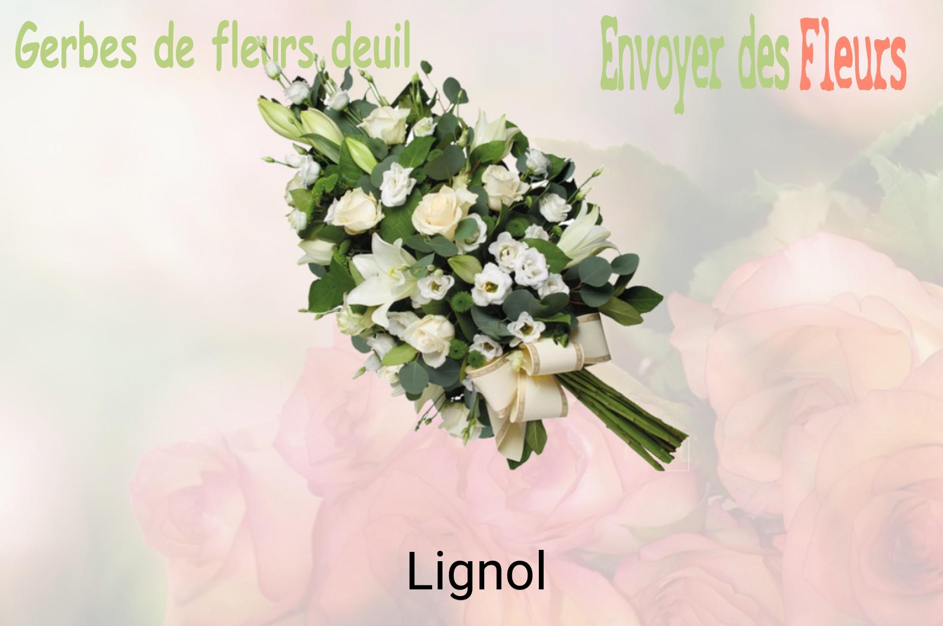 Gerbe de fleurs de deuil livrée à Lignol